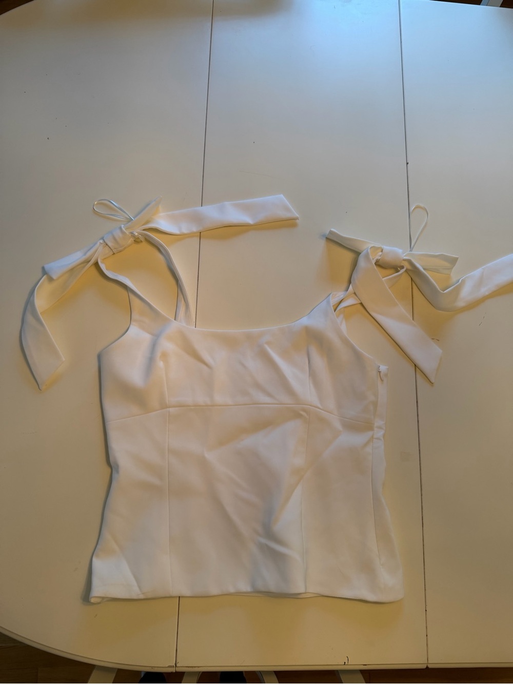 Zara NWT White Bow Tie Strap Tank Top Sz Large Viral - Picture 6 of 10